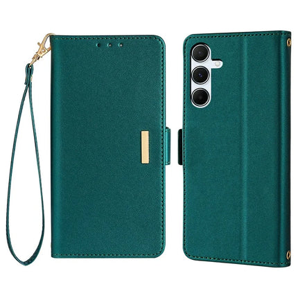For Samsung Galaxy A36 5G Leather Wallet Case RFID Blocking Stand Cover with Hand Strap - Green