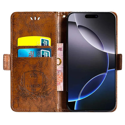 For iPhone 16 Pro Max Leather Case Flower Imprint Wallet Phone Cover with Side Buckle
