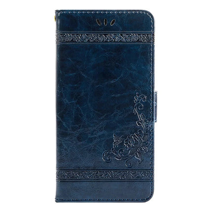 For iPhone 16 Pro Max Leather Case Flower Imprint Wallet Phone Cover with Side Buckle