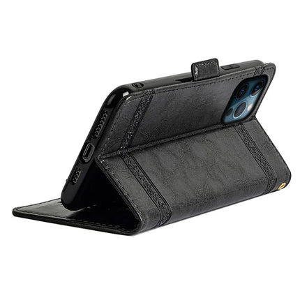 For iPhone 16 Pro Max Leather Case Flower Imprint Wallet Phone Cover with Side Buckle