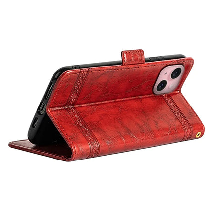 For iPhone 13 Leather Case Flower Imprint Wallet Phone Cover with Side Buckle