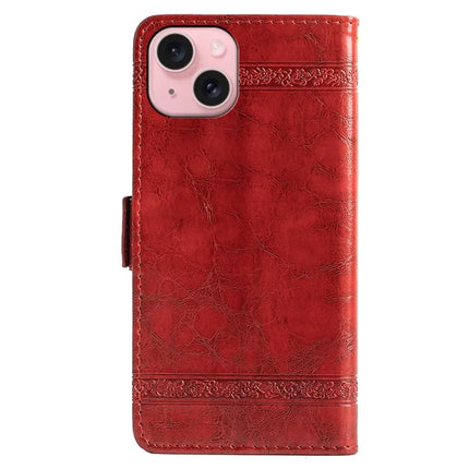 For iPhone 13 Leather Case Flower Imprint Wallet Phone Cover with Side Buckle