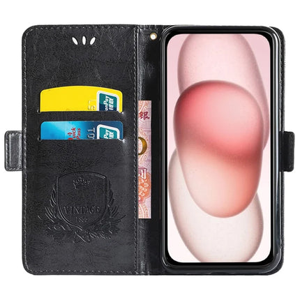 For iPhone 14 Leather Case Flower Imprint Wallet Phone Cover with Side Buckle