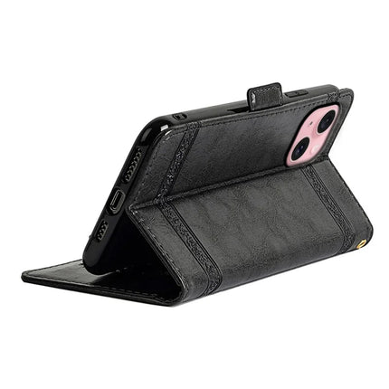For iPhone 14 Leather Case Flower Imprint Wallet Phone Cover with Side Buckle