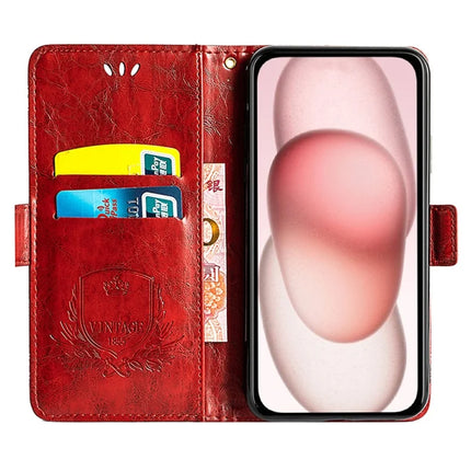 For iPhone 14 Leather Case Flower Imprint Wallet Phone Cover with Side Buckle