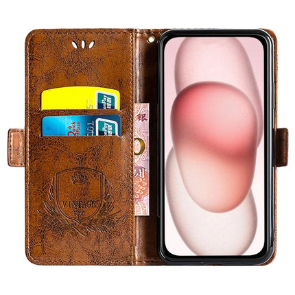 For iPhone 14 Leather Case Flower Imprint Wallet Phone Cover with Side Buckle