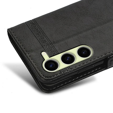 For Samsung Galaxy S23 Leather Case Flower Imprint Wallet Phone Cover with Side Buckle