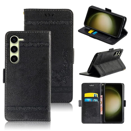 For Samsung Galaxy S23 Leather Case Flower Imprint Wallet Phone Cover with Side Buckle