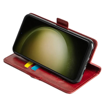 For Samsung Galaxy S23 Leather Case Flower Imprint Wallet Phone Cover with Side Buckle