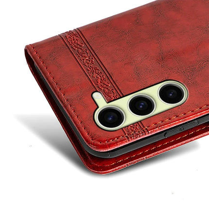 For Samsung Galaxy S23 Leather Case Flower Imprint Wallet Phone Cover with Side Buckle