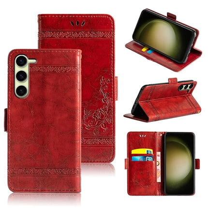 For Samsung Galaxy S23 Leather Case Flower Imprint Wallet Phone Cover with Side Buckle