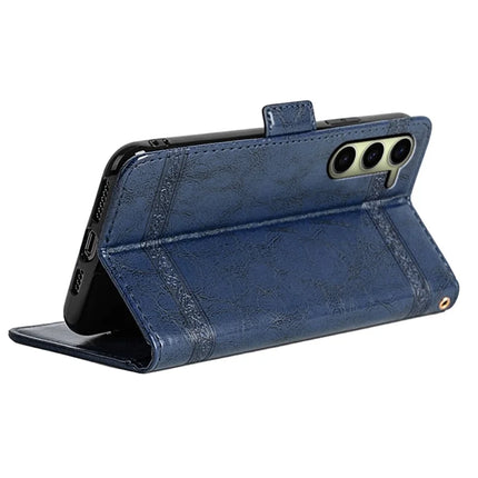 For Samsung Galaxy S23 Leather Case Flower Imprint Wallet Phone Cover with Side Buckle