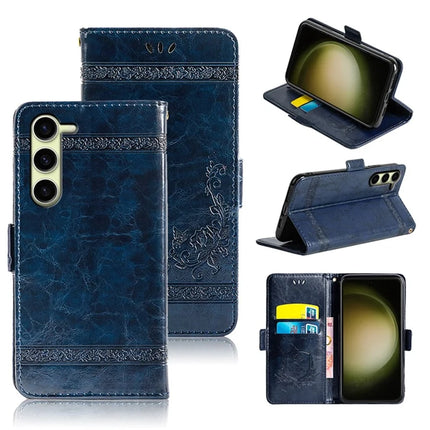 For Samsung Galaxy S23 Leather Case Flower Imprint Wallet Phone Cover with Side Buckle