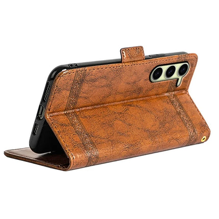 For Samsung Galaxy S23 Leather Case Flower Imprint Wallet Phone Cover with Side Buckle