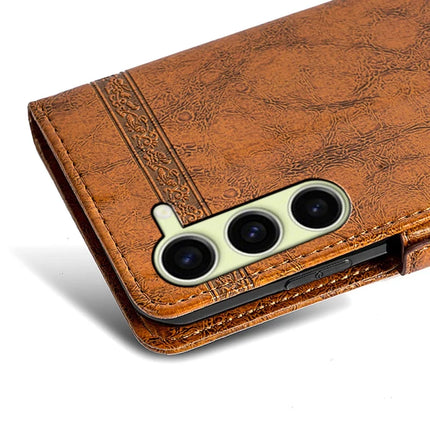For Samsung Galaxy S23 Leather Case Flower Imprint Wallet Phone Cover with Side Buckle