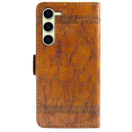For Samsung Galaxy S23 Leather Case Flower Imprint Wallet Phone Cover with Side Buckle