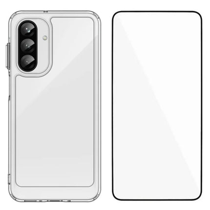 WANLONFENG MF Series for Samsung Galaxy A26 5G Case TPU Acrylic Clear Phone Cover with Tempered Glass Film