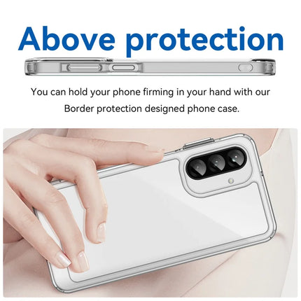 WANLONFENG MF Series for Samsung Galaxy A26 5G Case TPU Acrylic Clear Phone Cover with Tempered Glass Film