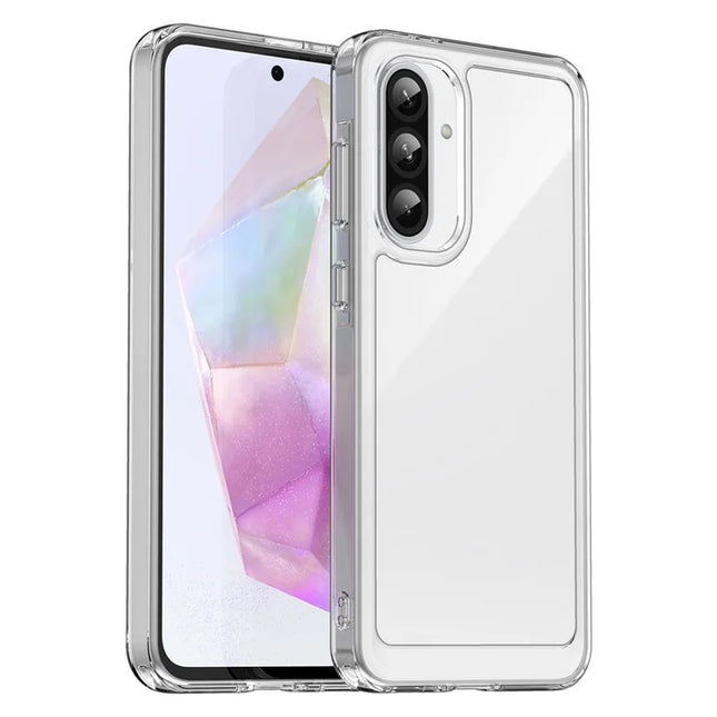 WANLONFENG MF Series for Samsung Galaxy A56 5G Case TPU Acrylic Clear Phone Cover with Tempered Glass Film