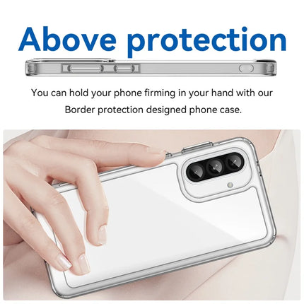 WANLONFENG MF Series for Samsung Galaxy A56 5G Case TPU Acrylic Clear Phone Cover with Tempered Glass Film