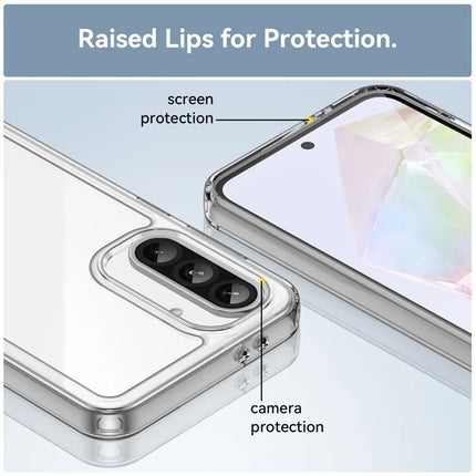 WANLONFENG MF Series for Samsung Galaxy A56 5G Case TPU Acrylic Clear Phone Cover with Tempered Glass Film