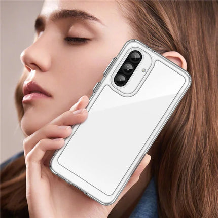 WANLONFENG MF Series for Samsung Galaxy A56 5G Case TPU Acrylic Clear Phone Cover with Tempered Glass Film