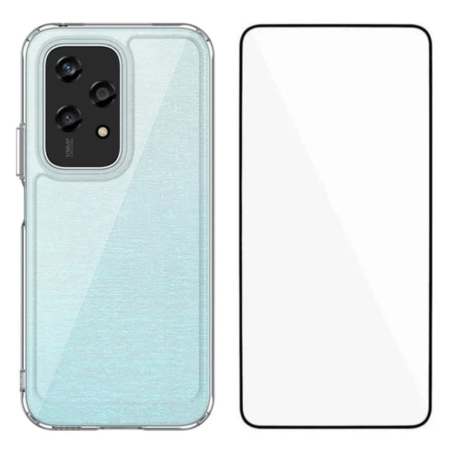 WANLONFENG MF Series for Honor 200 Lite Case TPU Acrylic Clear Phone Cover with Tempered Glass Film