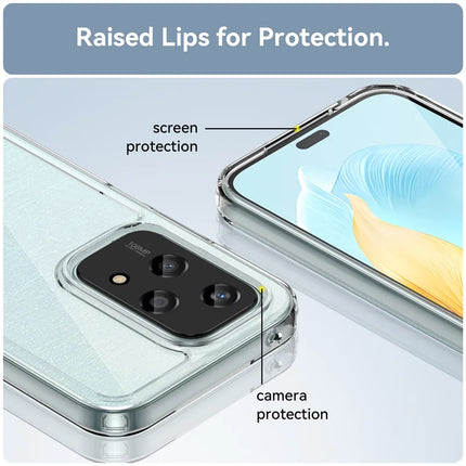WANLONFENG MF Series for Honor 200 Lite Case TPU Acrylic Clear Phone Cover with Tempered Glass Film