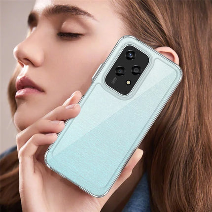 WANLONFENG MF Series for Honor 200 Lite Case TPU Acrylic Clear Phone Cover with Tempered Glass Film