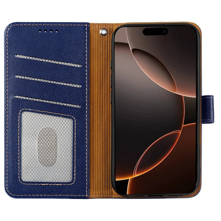 For iPhone 16 Pro Leather Case Litchi Texture Wallet RFID Blocking Phone Cover