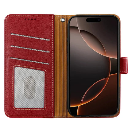 For iPhone 16 Pro Leather Case Litchi Texture Wallet RFID Blocking Phone Cover