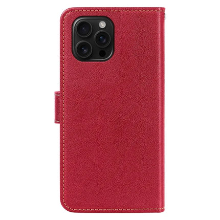 For iPhone 16 Pro Leather Case Litchi Texture Wallet RFID Blocking Phone Cover