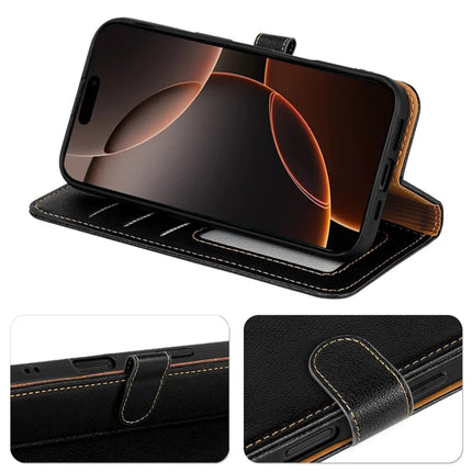 For iPhone 16 Pro Leather Case Litchi Texture Wallet RFID Blocking Phone Cover