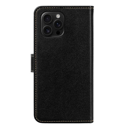 For iPhone 16 Pro Leather Case Litchi Texture Wallet RFID Blocking Phone Cover