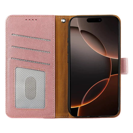 For iPhone 16 Pro Leather Case Litchi Texture Wallet RFID Blocking Phone Cover
