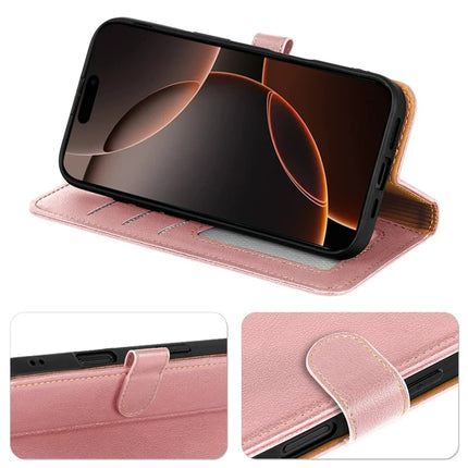 For iPhone 16 Pro Leather Case Litchi Texture Wallet RFID Blocking Phone Cover