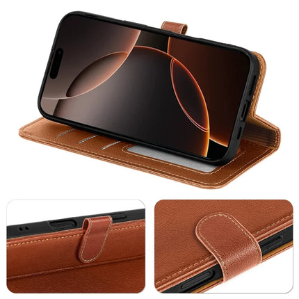 For iPhone 16 Pro Leather Case Litchi Texture Wallet RFID Blocking Phone Cover