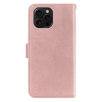 For iPhone 15 Pro Max Leather Case Litchi Texture Wallet RFID Blocking Phone Cover