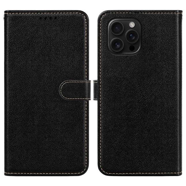 For iPhone 15 Pro Leather Case Litchi Texture Wallet RFID Blocking Phone Cover - Black
