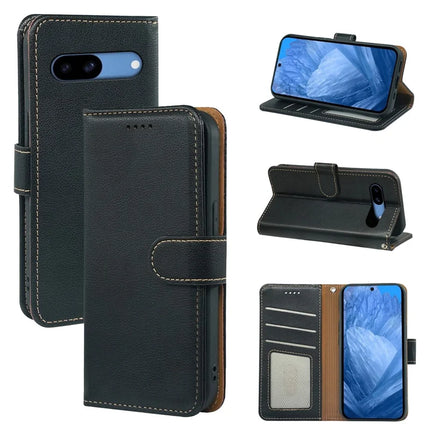 For Google Pixel 8a Leather Case Litchi Texture Wallet RFID Blocking Phone Cover