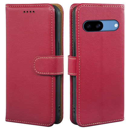 For Google Pixel 8a Leather Case Litchi Texture Wallet RFID Blocking Phone Cover - Red
