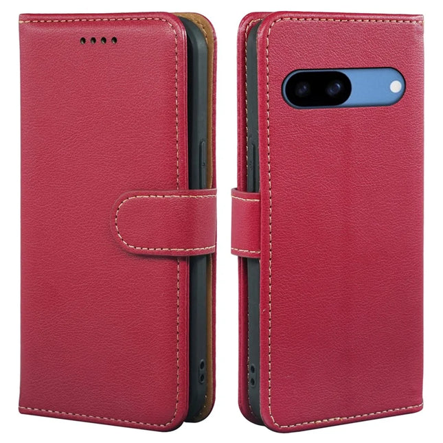 For Google Pixel 8a Leather Case Litchi Texture Wallet RFID Blocking Phone Cover - Red