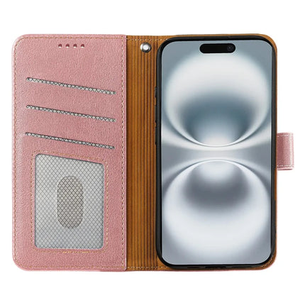 For iPhone 16 Plus Leather Case Litchi Texture Wallet RFID Blocking Phone Cover