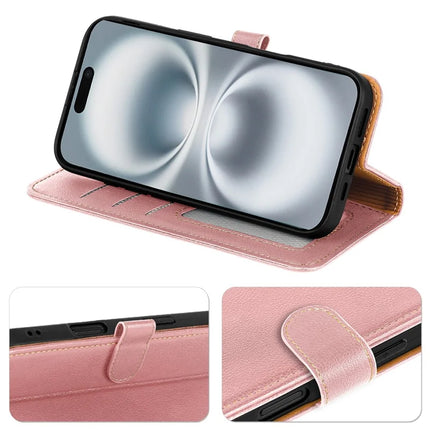 For iPhone 16 Plus Leather Case Litchi Texture Wallet RFID Blocking Phone Cover