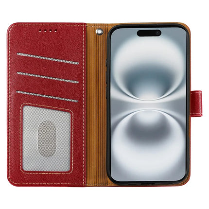 For iPhone 16 Plus Leather Case Litchi Texture Wallet RFID Blocking Phone Cover