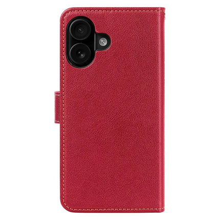For iPhone 16 Plus Leather Case Litchi Texture Wallet RFID Blocking Phone Cover