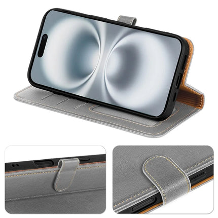 For iPhone 16 Plus Leather Case Litchi Texture Wallet RFID Blocking Phone Cover