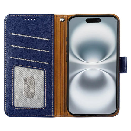 For iPhone 16 Plus Leather Case Litchi Texture Wallet RFID Blocking Phone Cover