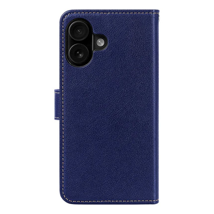 For iPhone 16 Plus Leather Case Litchi Texture Wallet RFID Blocking Phone Cover