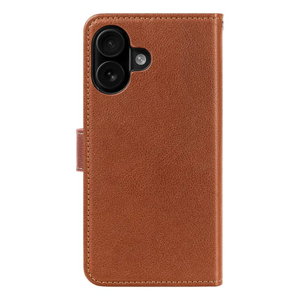 For iPhone 16 Plus Leather Case Litchi Texture Wallet RFID Blocking Phone Cover
